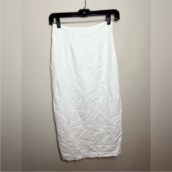 Endless Rose white Linen Blend Front-Slit Slim Midi Skirt size L - Picture 4 of 6